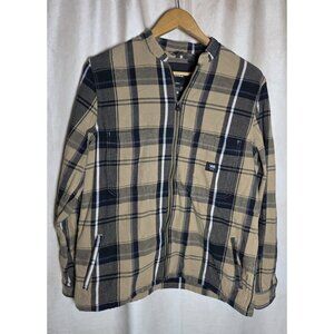 Vans~ Men’s Flannel Full Zip Up Black /Tan Plaid W/Pockets Size Small
